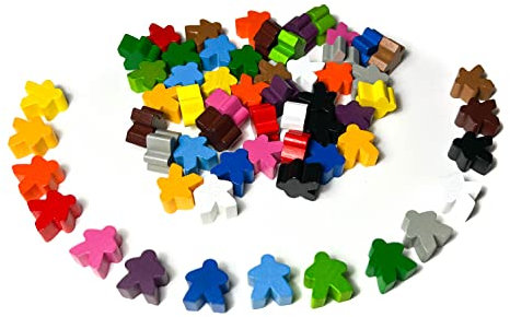 Spieltz 60 Spielfiguren aus Holz für Brettspiele, Menschen/Personen 16x16x10 mm, 15 Farben, Made in Germany (15 Farben, 60 Stück)