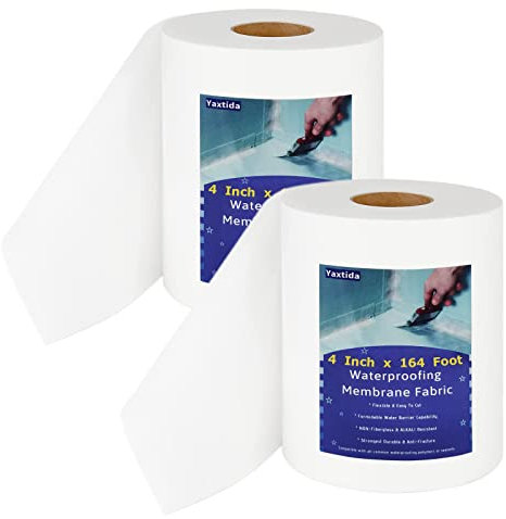 Yaxtida 2 Stück 10,2 cm x 4,2 m wasserdichte Membran, bruchfestes Gewebe, verstärkendes Wasserbarriere-Trockenbau-Mesh-Klebeband, flüssiges wasserdichtes Membran-Glasfaserband für Duschwand, Naht