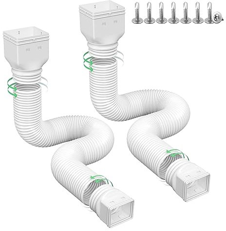 Ogutter Regenrinne Fallrohr Verlängerungen, Fallrohr Extender für Regenwasserablauf, flexibel, Downspout Ablaufverlängerungsrohr und ausziehbar von 21 bis 66 Zoll (2 Pack, Weiß)