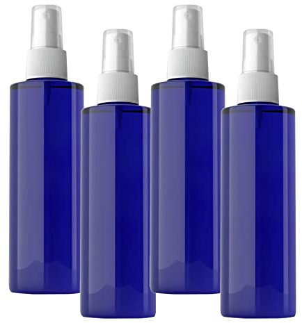 BPZXL 4 Stück, 200ml Blau Plastik Kunststoff Sprühflasche Mit Weiß Sprüher Nachfüllbar Sprühflaschen Leer für Blumen, Haare, Reinigung