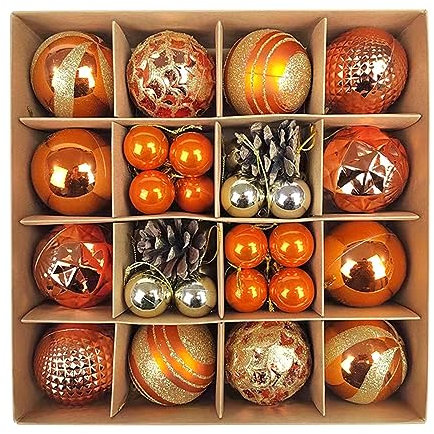 Camiraft Weihnachtskugeln Set,42 Stück Christbaumkugeln Weihnachtskugel Kunststoff Weihnachtsbaumkugeln Christbaum Schmuck mit Aufhänger Weihnachtsschmuck für Christbaumschmuck
