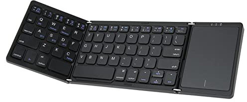 Tastiera Bluetooth Pieghevole Jectse, Tripla Pieghe, Touchpad, 3 Dispositivi, iOS, Android