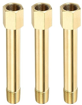 M METERXITY 3 Pack Erweiterung Anschluss Rohrleitung Fitting - Messing Sechskant Kupplung Konverter Adapter Anwendung Industriell Benutzen (G1/4 Buchse an G1/4 Männlich 100mm Golden)