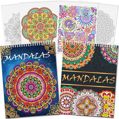Elfew 2 Stück Mandala Malbuch für Erwachsene, Mandalas für Erwachsene, 80 Entspannende Mandala Muster Designs, Erwachsene Stress Abbauen und Entspannen