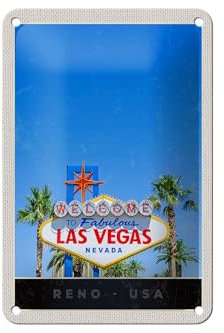 FEMER Blechschild Reise 12x18cm Las Vegas Nevada Amerika USA Casino Schild
