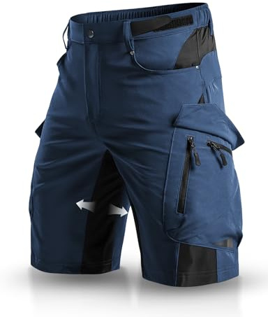 Wespornow Shorts Cargo pour Hommes avec 6 Poches, Pantalons de Travail VTT, Bermudas Courts, Pantalons Chino, Stretch, randonnée Estivale, Shorts de Cyclisme (Bleu Indigo,5XL)