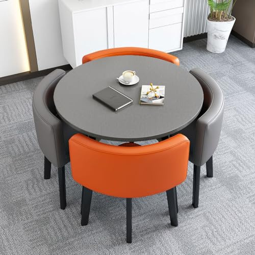 Besprechungstisch Rund, Moderner Konferenztisch mit Stühlen, Kompakter Mid-Century-modern-Tisch für 2-4, Zuhause, Küche, Wohnung