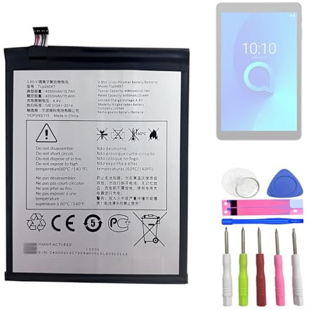 HIGHAKKU Ersatzakku Tablet PC Batterie TLp040J1, TLP040K7 kompatibel mit Alcatel 1T 8082, A30 Tablet 4G LTE 9024W, Joy Tab 9029Z with Tools