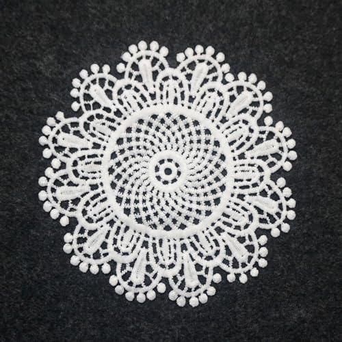 12 Stück Spitze Runde Gestickte Tischläufer,Handarbeit Geklöppelt Weiße Spitze Kleine Häkeln Tischläufer Untersetzer Häkeln Spitzendeckchen Tischset für Küche,Esszimmer,Dreamcatcher Dekoration 15cm