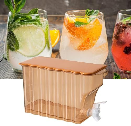 Bouilloire Froide pour Réfrigérateur avec Robinet, Bouilloire Froide de Grande Capacité, Distributeur de Boissons en Plastique Transparent pour Réfrigérateur, Pichet de Limonade,(Orange)