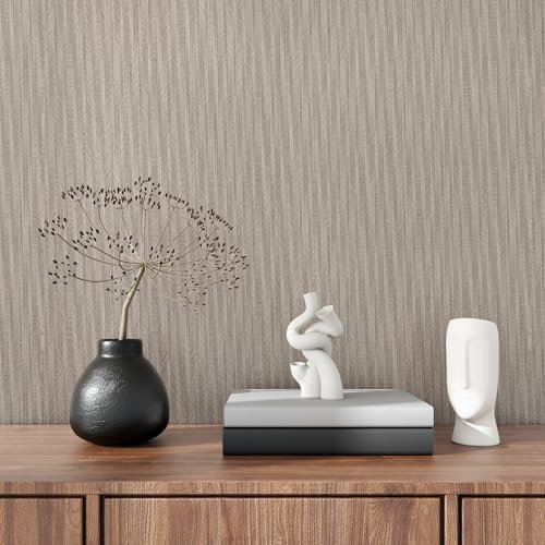 Yullpaper Brown Striped Wallpaper for Bedroom Hallway Sticky Back Plastic Lining Paper for Walls Wood Effect Vinyl Self Adhesive Wallpaper Wall Paper Roll Living Room Cupboard Vinyl Wrap 40cm X 200cm