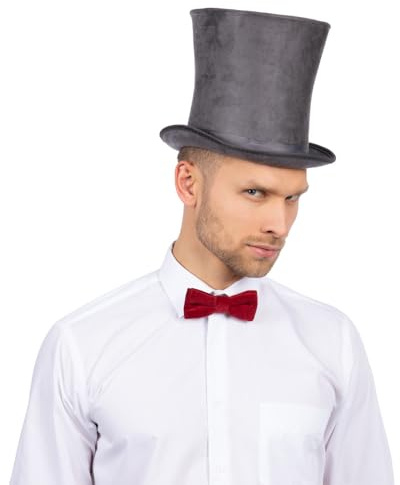 GREY Gothic Victorian Style Tall Bell Gentlemans Top Hat Steampunk Fancy Dress Cosplay Accessory