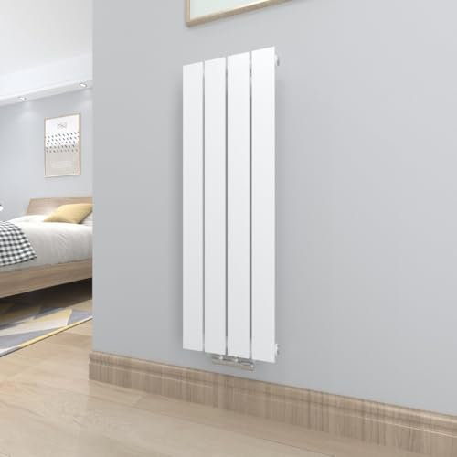T&K - Radiador de agua caliente 930x308 mm blanco plano simple horizontal diseño capa montaje pared baño radiador