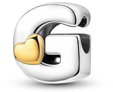 TINSLO Charm Anhänger Damen Buchstabe G für Armband 925 Sterling Silber Charms Beads passend für Pandora Armband und Halskette, Kompatibel mit Europäischen Armbänder für Frauen Mädchen