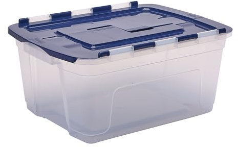 BANKERS BOX 45L Plastic Tote Box 3-Pack, BPA-Free Polypropylene, 100% Recycled Lids, Nesting & Stackable, Split Lid, 28x43x59cm, Versatile for Home & Office
