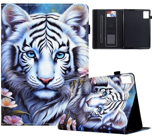 Mldjomid Custodia Protettiva Magnetica per Lenovo Tab M11/K11 11 2024 - Cover Tablet con TPU Copertura - Tigre Bianca