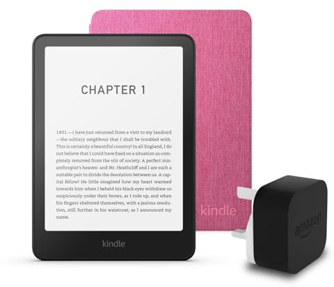 Kindle Paperwhite (2024 Release) 16 GB without ads, an Amazon Plant based Cover and an Amazon Powerfast 9W Power Adapter
