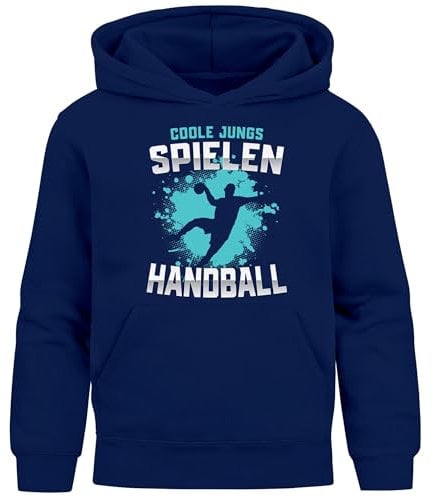 MoonWorks® Kinder Hoodie Jungen Handball Sport Hobby Spruch Coole Jungs Geschenk Handballspieler Navy 152