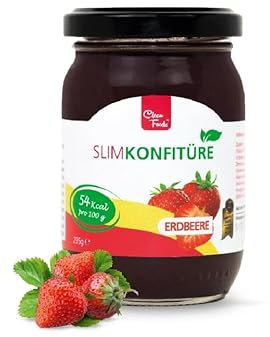 CleanFoods Mermelada 54 calorías sin azúcar I Mermelada de frutas I Fresa 235g I Libre de ingeniería genética I Solo 54 calorías por 100g l Vegano
