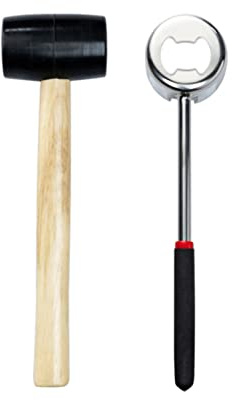 Outil d'ouverture de noix de coco, grattoir à noix de coco manuel, outil de coupe de noix de coco, grattoir à noix de coco en acier inoxydable avec maillet en caoutchouc