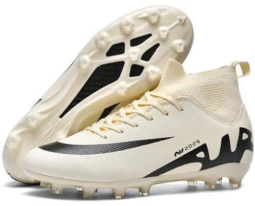 Mens Football Shoes Spike High Top Football Boots Youth Outdoor Turf Trainers Cleats Soccer Shoes Cleats Boys Professional Athletic Sneaker (SOC-8, 9UK)