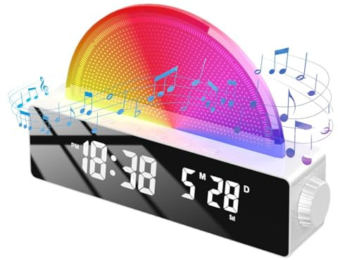 Wecker zum Aufwachen bei Sonnenaufgang, Sonnenlicht-Wecker, Lautsprecher-Wecklicht-Wecker, Intelligenter Wecker, Wecker für Schlafzimmer, mehrfarbiges Display für schwere Schläfer,
