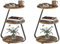 ARTETHYS Side Table Set of 2, Bedside Small Coffee Table with 3 Color LED Lights, End Table with 3 Tier Storage Shelves for Living Room Bedroom, Rustic Brown