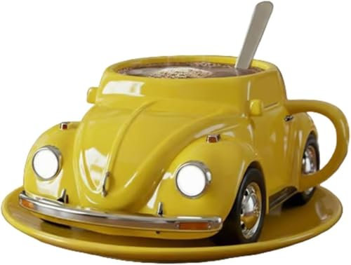 Tasse à café colorée en forme de voiture, tasse artisanale en forme de voiture, tasse à boire amusante en forme de voiture pour les fans de voitures, décoration de la maison et du bureau (F)