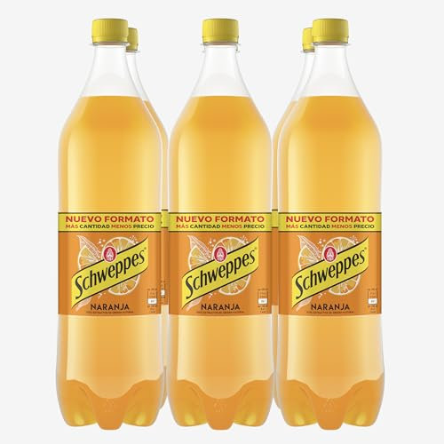 Schweppes Naranja, Refresco Bebida Refrescante - Botella PET, Pack 6 x 1,5 L