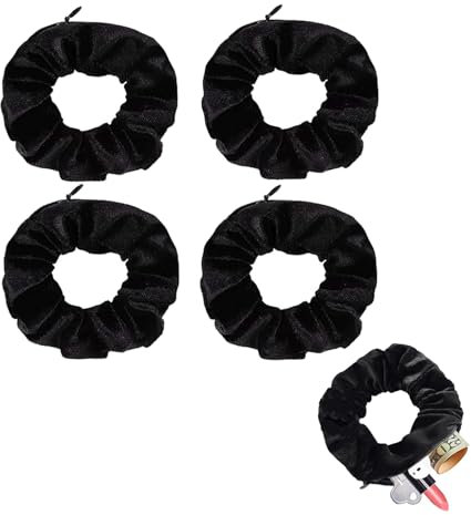4 Pack Damen-Haargummis mit Reißverschluss,Schwarz Haargummi mit Versteck,Reise Gadgets Versteck Geld,Geldversteck Safe Travel,Strand Gadget Urlaub,Geldversteck Reise Haargummi für Wertsachen Versteck