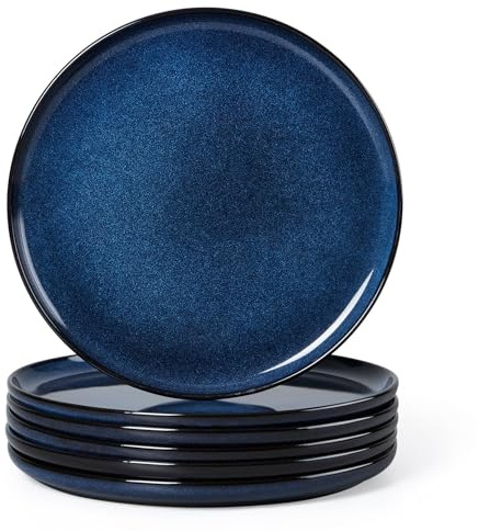 Homikit Stoneware Dinner Plates Set of 6, Nebulas Blue, 26.5cm Round