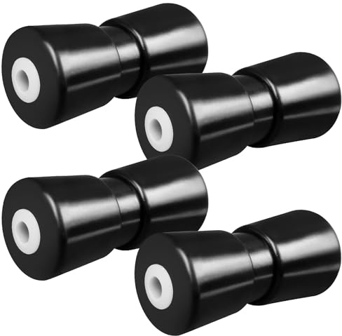 LYCN Lot de 4 rouleaux de remorque de bateau robustes de 19 cm pour remorques, quille de bateau en caoutchouc - Accessoires de rechange pour remorque de bateau (noir)