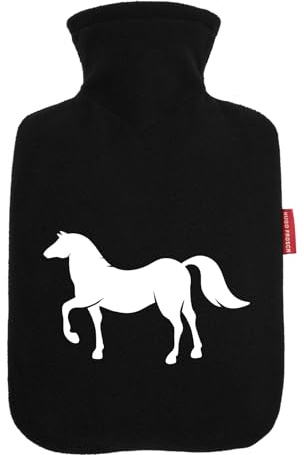 Huuraa Wärmflasche Pferd Silhouette Geschenk | Veloursbezug Geschenkidee mit Motiv Auslaufsicher mit waschbarem Bezug