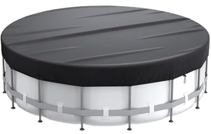 QYMDRION Cubierta de alberca de 8 pies, cubiertas redondas para piscinas sobre el suelo, protector de alberca de invierno, lona de poliéster impermeable y resistente al polvo (negro)