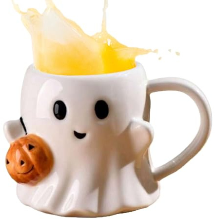 Husoiuy Taza De Halloween - Tazas de Cerámica con Fantasmas,Vaso de Porcelana con Asa para Hogar Navidad Cumpleaños Diario Adultos Adolescentes Niños Unisex