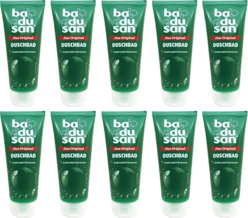 Badusan Duschbad „Das Original“ – 10×200 ml Tube (2 l Gesamt) – pH‑hautneutral, Koniferen-Duft mit Rosskastanien-Extrakt, Kultmarke