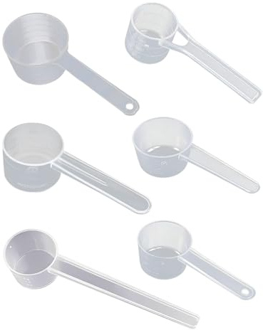 UYRVAPE 6 Pezzi Cucchiai Dosatori in Plastica, Cucchiaio Dosatore, misurino grammi, misurino proteine,Grammi Misurino Misuratore di Proteine ​​del Caffè in Polvere10ml/15ml/20ml/30ml/40ml/50ml