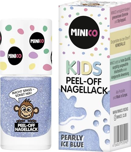 MINICO Premium Kinder Nagellack Pearly Ice Blue, 5ml, abziehbar, kindgerecht, wasserbasis, derma-getestet, vegan, peel-off entfernbar
