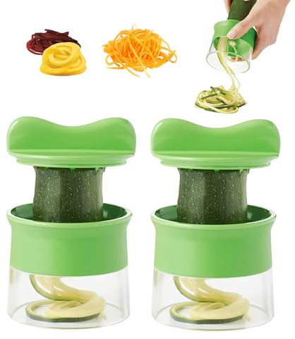 DASHUI 2 Stück Spiralschneider 4 in 1 Gemüseschneider, Kartoffel Gemüse Spiralschneider Gemüse, Gemüsehobel Kartoffelschneider für Gemüsespaghetti Zucchini, Karotte, Gurke, Kürbis, Kartoffel
