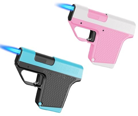 Zxwjddm Paquet de 2 : étui à Cigarettes Multifonctionnel et Briquet – Peut contenir 10 Cigarettes, Flamme à Jet de Butane Coupe-Vent, Rechargeable – conçu(Carburant Non Inclus)(Multi-colored3)
