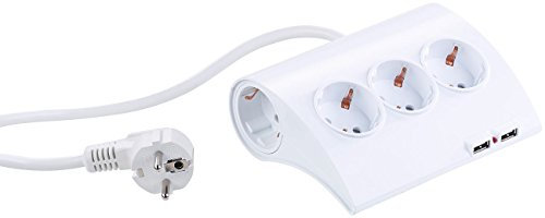 revolt Tischsteckdosenleiste: 5-Fach-Tisch-Steckdosenleiste mit 2 USB-Ports, auch zur Wandmontage (Steckdosenleiste Tischmontage, Steckerleiste Wandmontage, Schreibtisch Befestigung)
