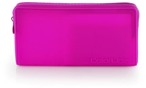 COLORLINE 58711 - Porta tutto piatto in silicone, astuccio multiuso per viaggio, materiale scolastico, trousse... fucsia