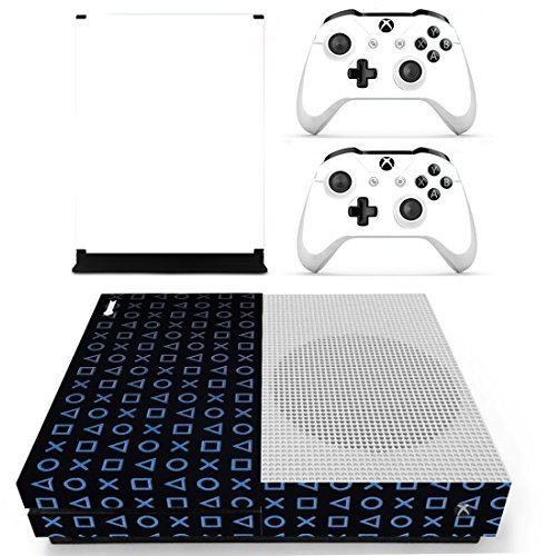 C-FUNN Bunte Grid Series Designer Skin Für Xbox One S Gaming Konsole + 2 Controller Aufkleber - E