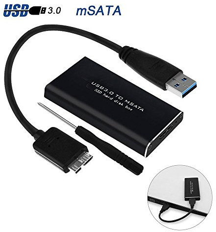 RGBS Convertisseur externe USB vers mSATA 3 030 mm / 3 050 mm SSD, USB 3.0, vitesse rapide de 6 Go/seconde, pour disque dur Samsung / Sandisk / Kingston/ Toshiba