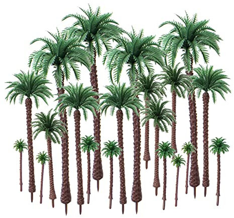 huianer Modellbäume Palme, 5,3 cm – 18,8 cm, gemischt, 5 Größen, künstliche Kunststoffbäume ohne Ständer für DIY-Landschaft, Kuchendekoration (20 Stück)