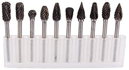 Fresas Carburo de Tungsteno,10Pcs Herramienta de Brocas de Talla de Madera Juego de Brocas Rotativa de Acero de Tungsteno Sólido para Sinmetálicos Trinchar, Grabado, Perforación de Carpintería