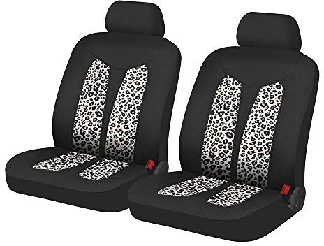 YangD Autositzbezüge Vordersitze, Universal Sitzbezüge Auto for Fahrersitz und Beifahrer Aus Schonbezüge 4Pcs (Color : Leopard)