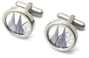 Manschettenknöpfe I Typewriter I Briefmarken Kölner Dom I Edelstahl Matt I Geschenk für ihn I Hochzeit I Valentinstag