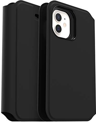 OtterBox Strada Via Case for iPhone 12 mini, Shockproof, Drop Proof, Slim, Soft Touch Protective Folio Case with Card Holder, 2x Tested to Military Standard, Black