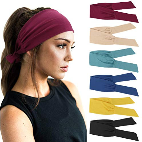 DRESHOW 6 Stück Damen Boho Stirnband Kopfband Haarband Gedruckt Stirnbänder Knoten Verdrehtes Elastische Kopf Wickeln Niedlich Haarschmuck für Mädchen